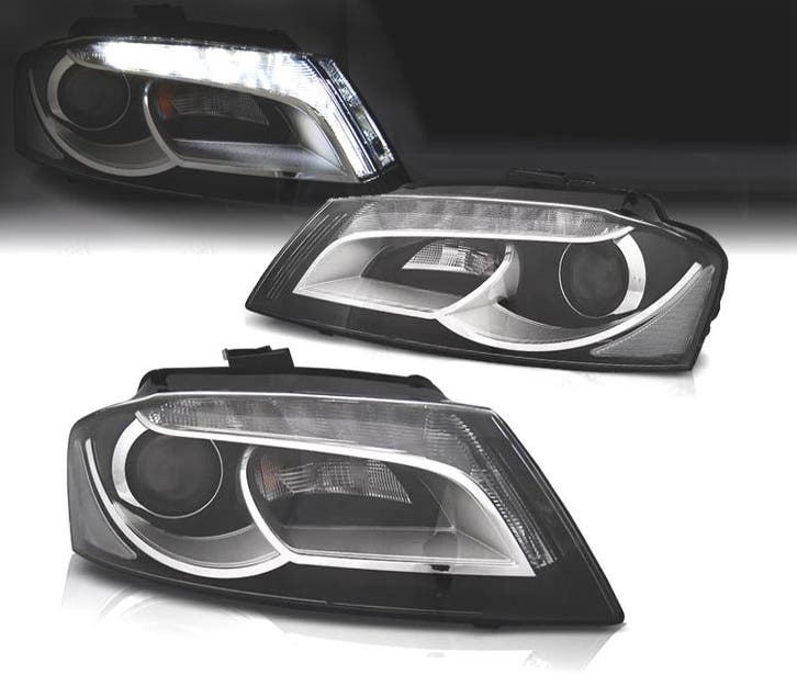PHARES POUR AUDI A3 8P 08-12 DAYLIGHT TRU DRL FOND NOIR, Auto-onderdelen, Verlichting, Verzenden