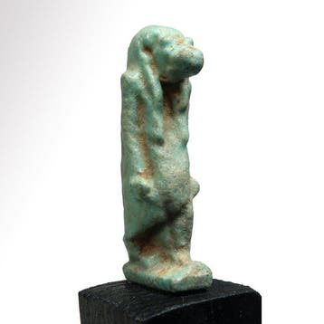 Oud-Egyptisch Faience Amulet van de Nijlpaard Taweret, Antiek en Kunst