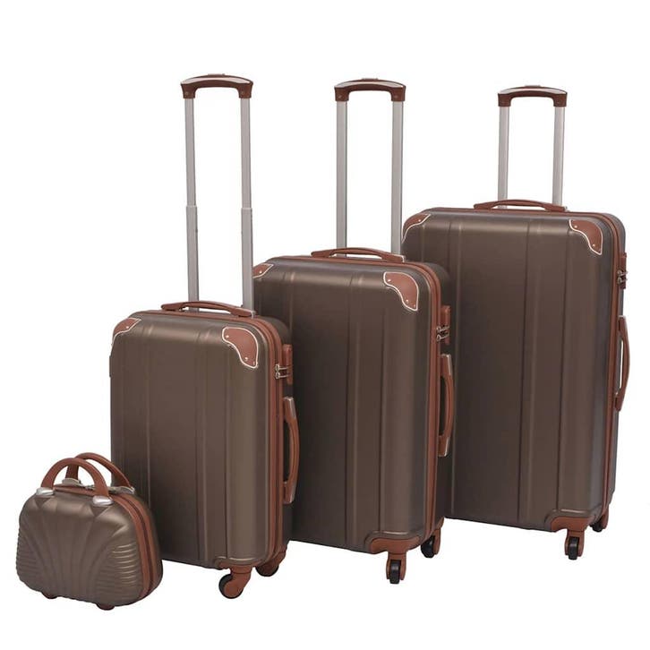 vidaXL Harde rolkoffer set bruin 4-dlg, Handtassen en Accessoires, Koffers, Nieuw, Verzenden