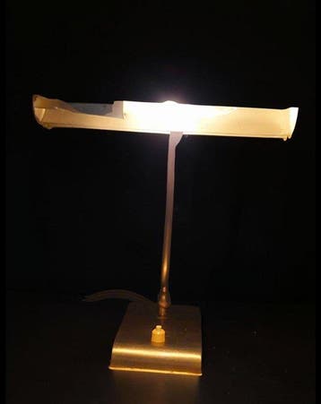 Bureaulamp - Messing - Vintage pianolamp 50-60, Antiquités & Art