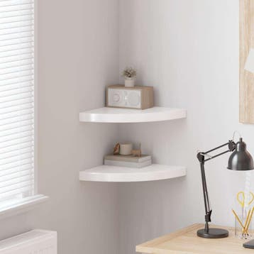 vidaXL Hoekschappen zwevend 2 st 35x35x3,8 cm MDF hoogglans, Verzenden
