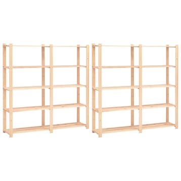 vidaXL Opbergrekken 5-laags 2 st 170x38x170 cm grenenhout, Verzenden, Nieuw