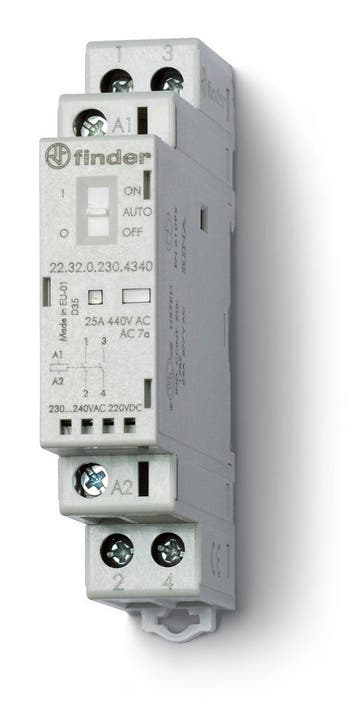 Finder 25A Contacteur Modulaire 2NO 230V CA/CC Avec LED -, Verzenden