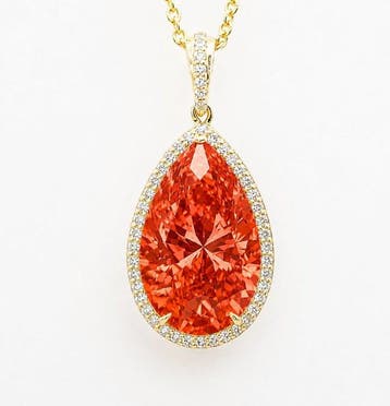 Ketting met hanger - 14 karaat Geel goud - 5.69ct. tw. Rood