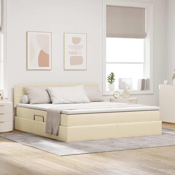 vidaXL Opbergbed met matras met hoofdeinde Crème 180 x 200, Maison & Meubles, Chambre à coucher | Lits, Envoi