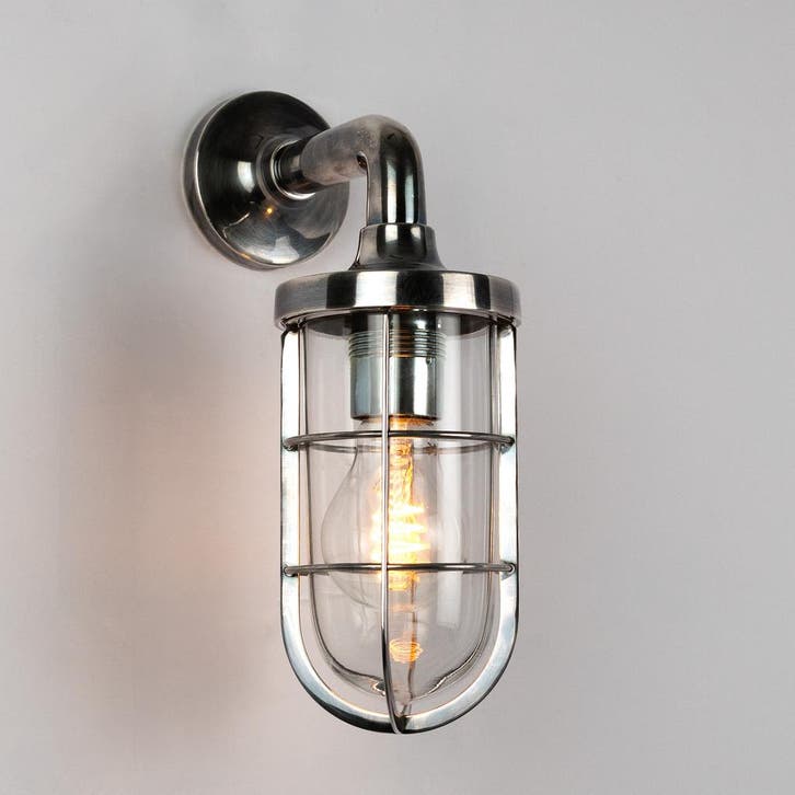 Scheepslampen & Maritiem Messing Tristan muurlamp Zilver, Jardin & Terrasse, Éclairage extérieur, Envoi