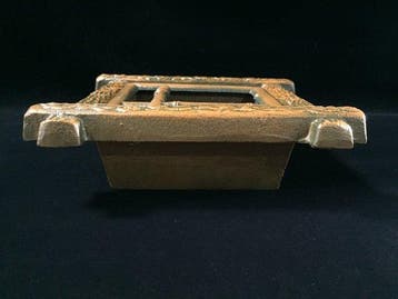 Heavy Japanese Cast Iron Square Ashtray & Incense Vessel -