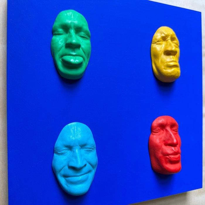gregos - Colored moods on blue background, Antiek en Kunst, Kunst | Designobjecten