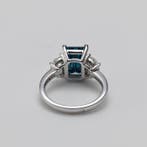 Ring - 14 karaat Witgoud - 4.03ct. tw. Blauw Diamant (Fancy