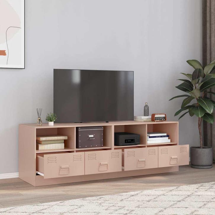 vidaXL Tv-meubelen 2 st 67x39x44 cm staal roze, Huis en Inrichting, Kasten |Televisiemeubels, Nieuw, Verzenden