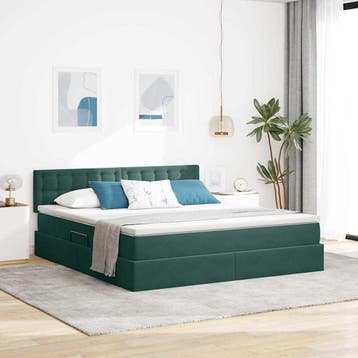 vidaXL Opbergbed met hoofdeinde Donkergroen 160 x 200 cm, Huis en Inrichting, Verzenden, Nieuw