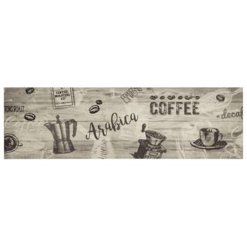 vidaXL Keukenmat wasbaar koffieprint 45x150 cm fluweel grijs, Verzenden, Nieuw