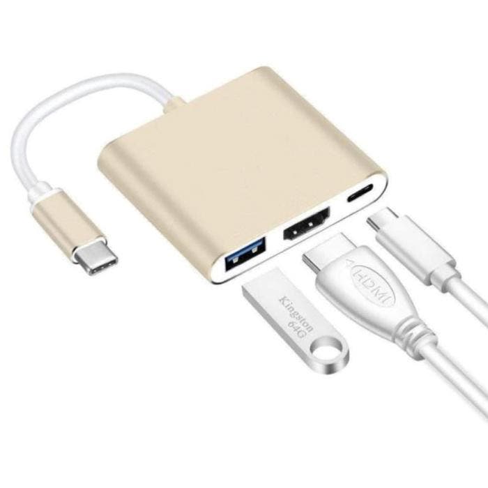 3 in 1 USB-C Hub - Compatibel met Macbook Pro / Air - USB, Computers en Software, Pc- en Netwerkkabels, Nieuw, Verzenden
