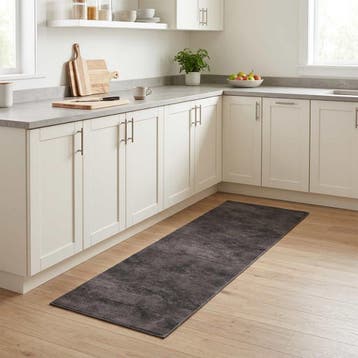 vidaXL Keuken Tapijt zwart beton 150 x 45 cm 100% Polyamide, Jardin & Terrasse, Paillassons, Verzenden