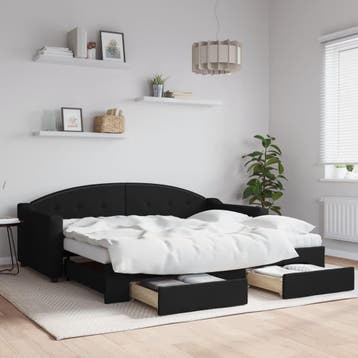 vidaXL Slaapbank met onderschuifbed en lades 90x190 cm stof, Verzenden, Nieuw