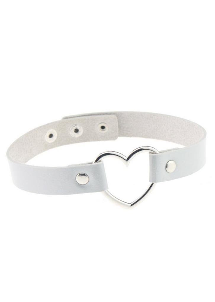Choker Wit Hartje Pu Leer Witte Collar Ketting Hart Halsband, Handtassen en Accessoires, Kettingen, Wit, Nieuw, Ophalen of Verzenden