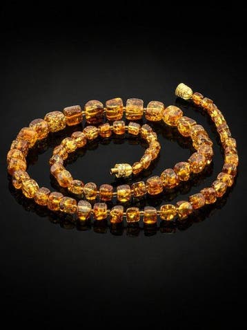 Collier de perles dambre miel - Ambre poli - Bijoux