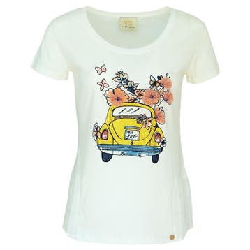 Verysimple • off-white t-shirt met kever • 40 (IT46), Maat 38/40 (M), Verzenden, Nieuw, Wit