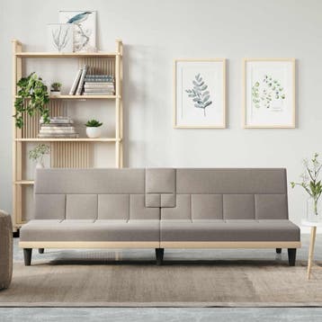 vidaXL Slaapbank / zetel met bekerhouders stof taupe, Verzenden, Nieuw