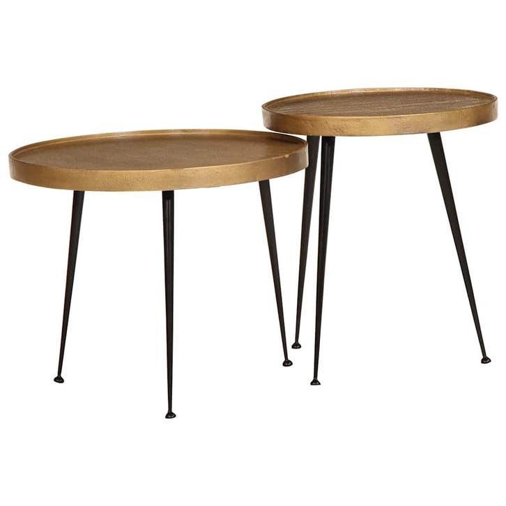 vidaXL Salontafel 2 stuks Gouden bewerkt hout, Huis en Inrichting, Tafels | Salontafels, Nieuw, Verzenden