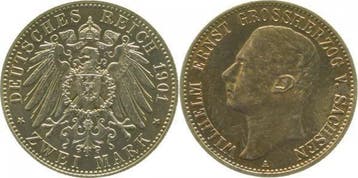 Duitsland 2 Mark Wilhelm Ernst Sachsen Weimar Eis 1901 A..., Verzenden, België