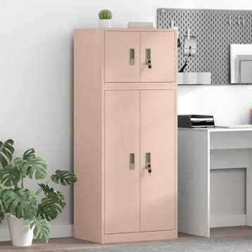 vidaXL Opbergkast 2 st Roze 60 x 40 x 145 cm Staal, Huis en Inrichting, Verzenden, Nieuw