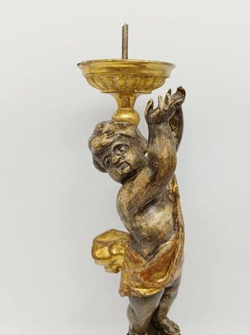 Kandelaar Putto - Hout, Goud - 38 cm