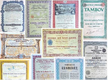 Wereld. 27 mijnbouwaandelen (1895-1958) : Belgie, Rusland,