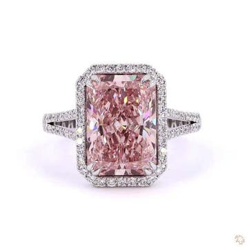 Ring - 14 karaat Witgoud - 5.49ct. tw. Roze Diamant (Fancy, Bijoux, Sacs & Beauté, Bagues
