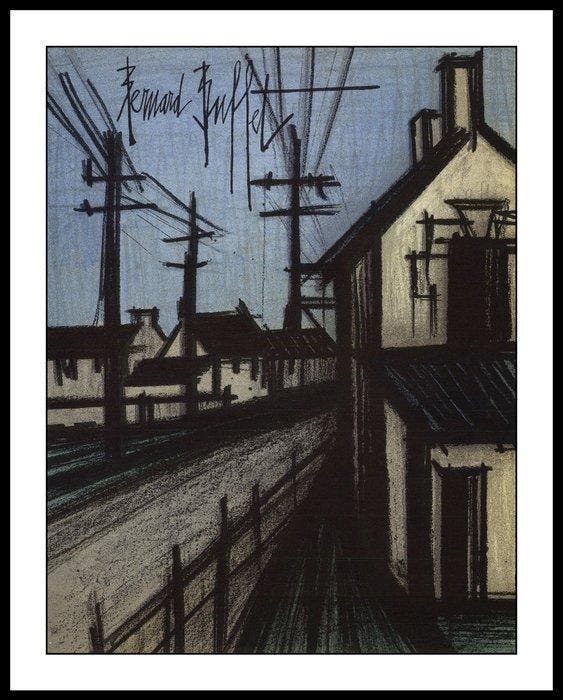 Bernard Buffet (1928-1999) - La route du village, Antiquités & Art, Antiquités | Autres Antiquités