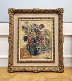 French School (XX) - Bouquet de fleurs au vase vert