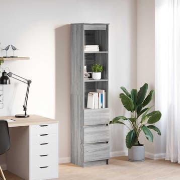 vidaXL Hoge kast 37,5x35x180 cm spaanplaat grijs sonoma, Huis en Inrichting, Kasten | Dressoirs, Verzenden, Nieuw