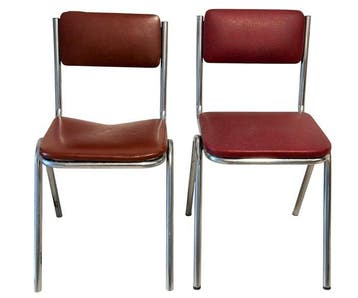 Stoel - Gasten - Staal - Een paar vintage stoelen, Antiek en Kunst