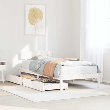 vidaXL Bedframe zonder matras massief grenenhout wit 75x190, Verzenden