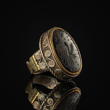 Ottomaanse Rijk Zilver Ring met carneool-intaglio met, Antiek en Kunst