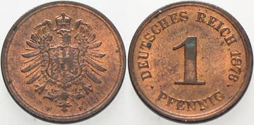 1 Pfennig 1876 F Kleinmunten-kaiserreich Kleiner Adler, Verzenden
