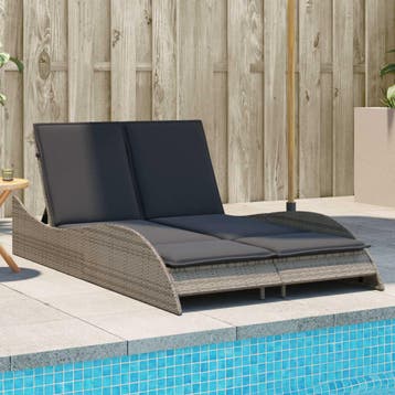 vidaXL Ligbed met kussens 114x205x73 cm poly rattan grijs, Verzenden, Nieuw