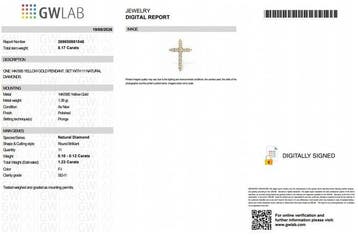 Pendentif en forme de croix - 14 carats Or jaune - 1.23ct.