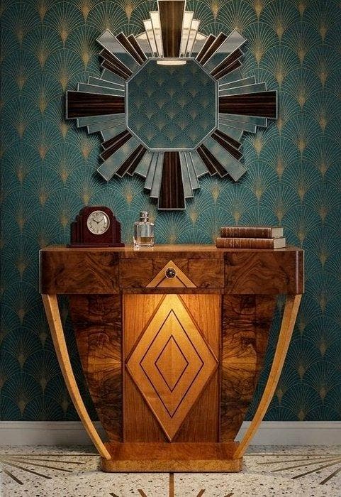 Tafel - Hout - Art Deco-console uit Italië, Antiek en Kunst, Kunst | Designobjecten