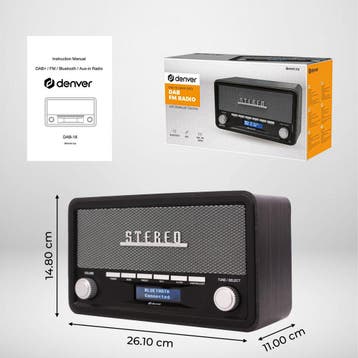 2dekans | Denver DAB18DG DAB+/FM Retro Radio - Bluetooth -, Ophalen of Verzenden, Nieuw