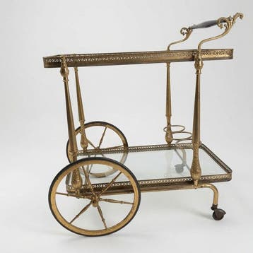 Chariot de service - Verre, Métal, Bronze - Chariot en