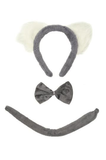 KIMU® Koala Haarband Oren Strik Staart Diadeem Set Grijs Wit, Ophalen of Verzenden, Nieuw