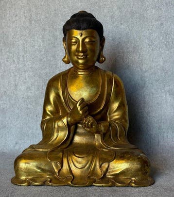 Bijzondere Boeddha - bronze doré - Asie, Antiquités & Art
