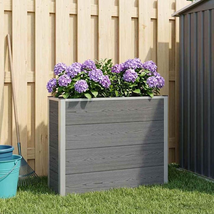 vidaXL Verhoogde plantenbak Grijs 100 x 30 x 82 cm WPC en, Jardin & Terrasse, Pots de fleurs, Envoi