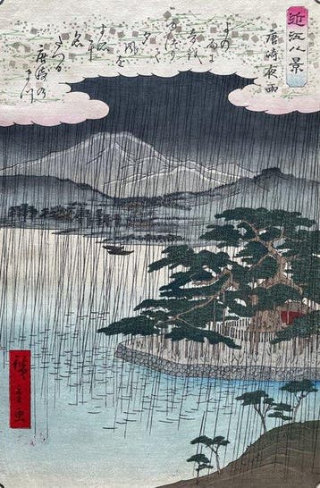 Night Rain at Karasaki - Uit de serie Eight Views of Omi