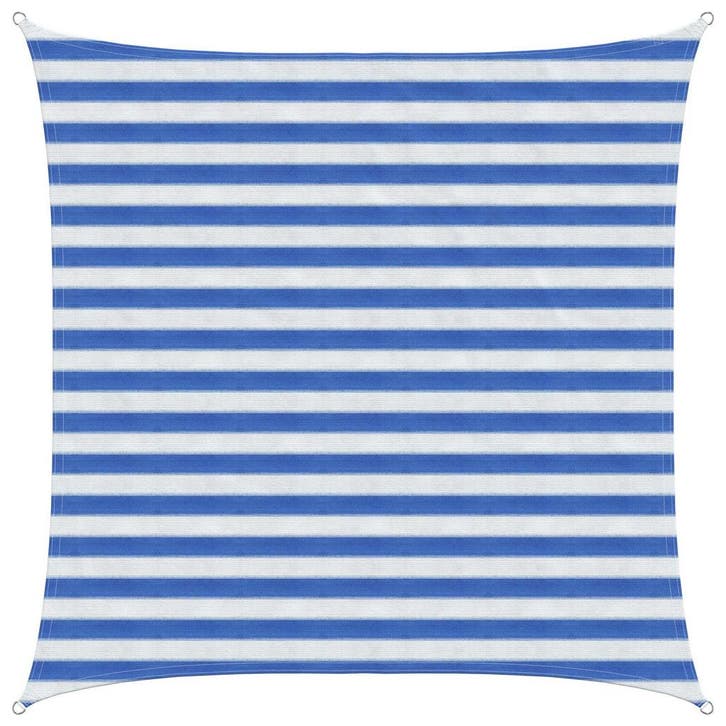 vidaXL Zonneschaduwzeil Blauw en Wit 2 x 2 m HDPE, Tuin en Terras, Parasols, Nieuw, Verzenden