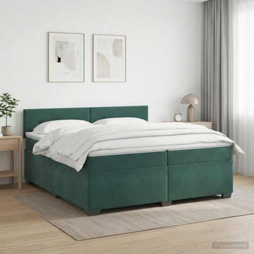 vidaXL Boxspringbed met matras en LED Donkergroen 200 x 200, Verzenden