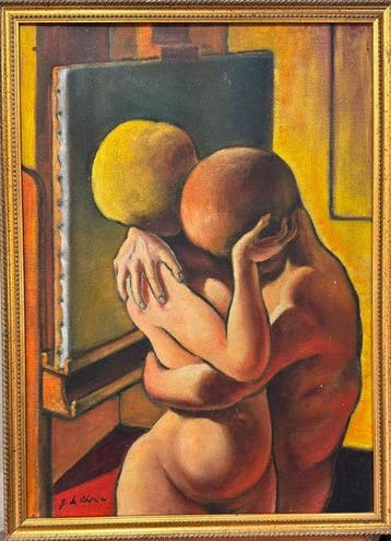 École italienne (XX) - Labbraccio - omaggio a Giorgio De, Antiquités & Art