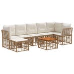 vidaXL Buiten bank set 8 pcs Natuurlijk en Crème Wit, Tuin en Terras, Verzenden, Nieuw