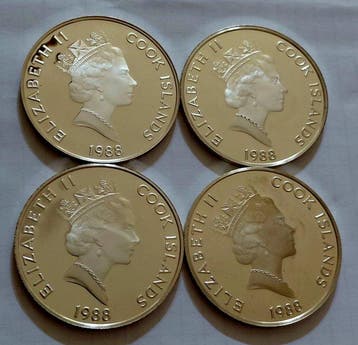 Cookeilanden. 50 Dollars 1988 Elizabeth II (2 coins)